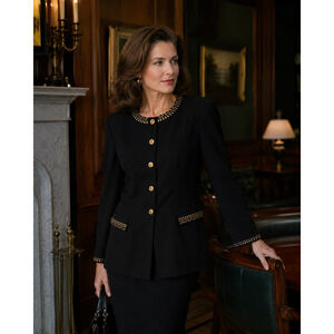 Lavantino Vintage women's embellished blazer black Size 12 Dog Show Suit 80's